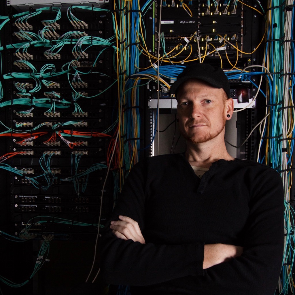 Adam Shand in a data centre at Weta Digital